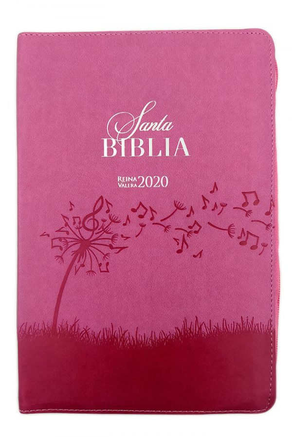 Biblia RVR2020- cierre-rosa floral/musical con cierre