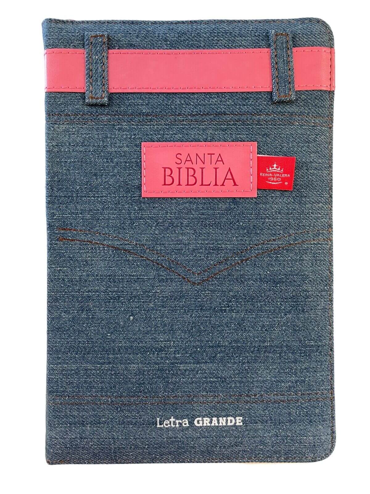 Biblia RVR60 065czti Jean cinturón rosa. Con cierre/índice