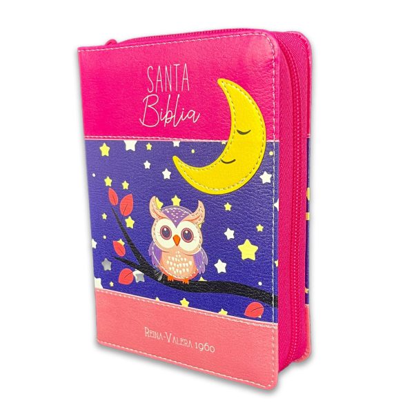 Biblia RVR60 025 cz PJR Primor Fucsia/lila/ rosa Luna - Búho
