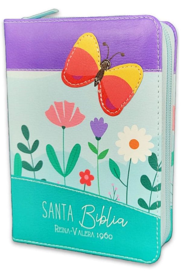 Biblia RVR60 025 cz PJR Primor Lila/azul/turquesa Mariposa